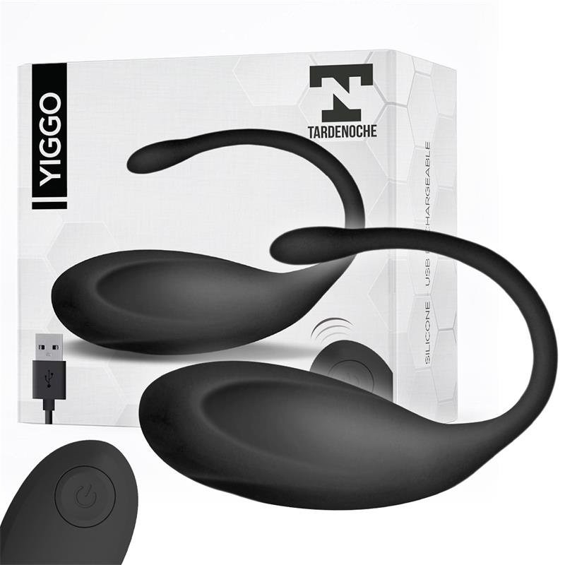 Œuf vibrant en silicone avec télécommande sans fil et queue YIGGO 20,5 x 3,5 noir rechargeable