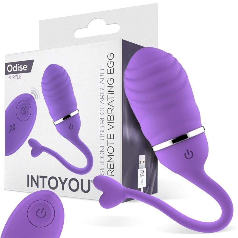 Œuf vibrant en silicone avec télécommande sans fil et queue ODISE 17 x 3,4 cm violet rechargeable