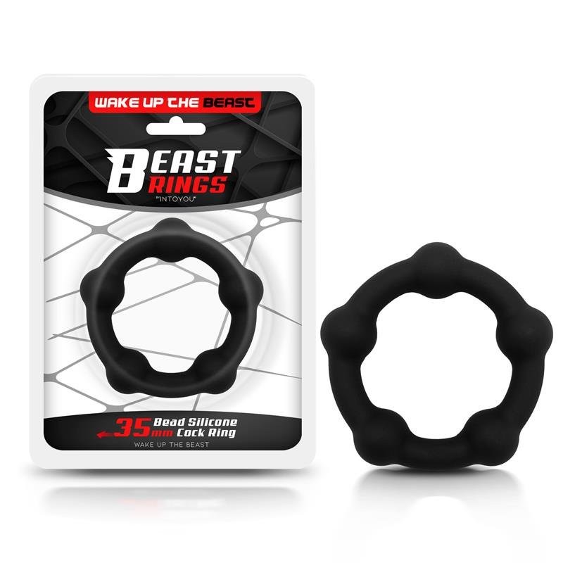 Anneau de pénis en silicone de 3,5 cm, modèle Pentagon Beast, couleur noire