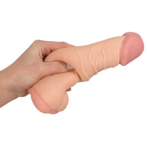 Gaine pénienne avec masturbateur en forme d'anus, allonge le pénis de 8 cm, peau naturelle couleur claire