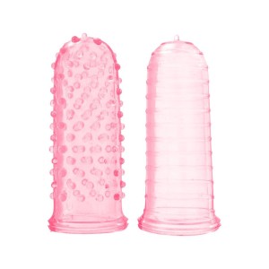 Ensemble de 2 gaines stimulantes pour doigts SEXY FINGER TICKLERS 8,2 x 3 cm rose