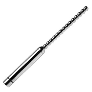 Vibromasseur urétral en acier inoxydable Black Label 19 x 0,7 cm argenté