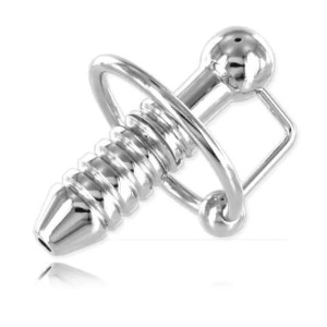 Dilatateur urétral en acier inoxydable avec trou central TORPEDO 5 x 1,2 cm argenté