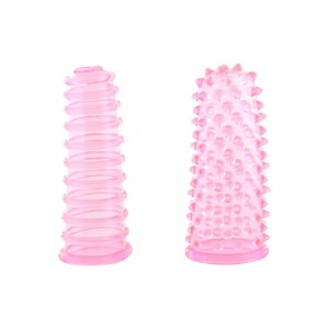 Ensemble de 2 gaines stimulantes pour doigts LUSTFINGERS 8,2 x 3 cm rose.