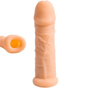 Gaine avec allongement du pénis de 1 cm EXTRA SENSE RINGS avec attache testiculaire et anneaux internes stimulants