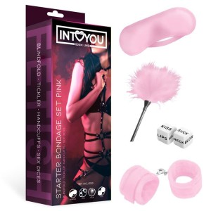 Kit de bondage BDSM Line comprenant 4 pièces roses