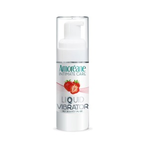 Lubrifiant à base d'eau à effet vibrant, saveur fraise, Amoréane Intimate Care, 30 ml
