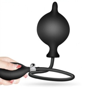 Plug anal gonflable en silicone DARK INFLATOR 11 x 3,5 cm noir