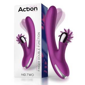 Vibromasseur Rabbit en silicone avec embout oscillant, stimulateur clitoridien rotatif NO. TWO 24 x 3,5 cm violet rechargeable