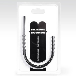 Sonde urétrale flexible en silicone avec nervures stimulantes SU06 24 x 1 cm noir