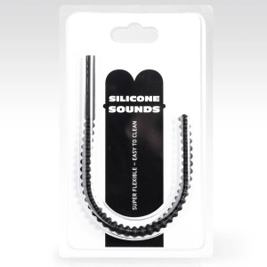 Son flexible urétral en silicone avec nervures stimulantes SU08 24 x 1 cm Noir