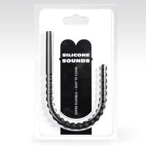 Son flexible urétral en silicone avec nervures stimulantes SU10 24 x 1 cm Noir