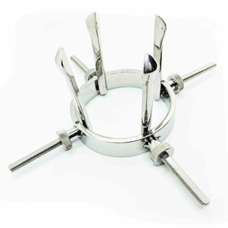 Dilatateur anal jusqu'à 8 cm HE4 en acier inoxydable couleur argentée