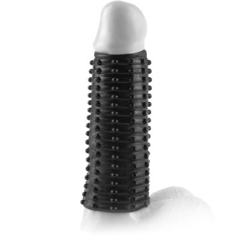 Gaine phallique noire stimulante et ajustable, ouverte, pour une expérience magique de plaisir FX