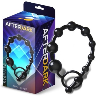Boules anales en silicone progressif STRINGER de 30 cm de longueur, couleur noire