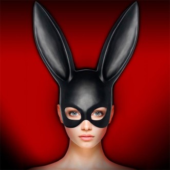 Masque à oreilles de lapin fait à la main ALLICIA noir