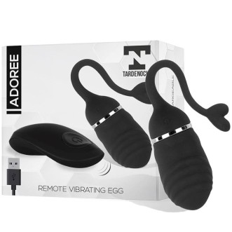 Œuf vibrant en silicone avec télécommande sans fil et queue ADOREE 17 x 3,4 cm noir rechargeable
