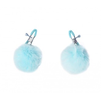 Pinces à tétons réglables avec pompon ANGELIC Bleu