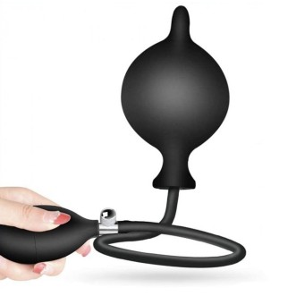 Plug anal gonflable en silicone DARK INFLATOR 11 x 3,5 cm noir
