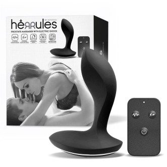 Plug anal vibrant en silicone avec stimulation électrique et télécommande sans fil Herrules 11 x 3 cm noir Rechargeable