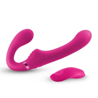 Gode-ceinture vibrant sans sangle en silicone avec télécommande sans fil SHISHI MIDNIGHT RIDER 21,3 x 3,6 cm Rose