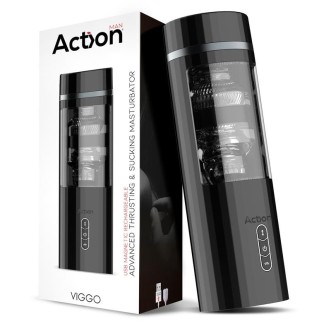 Masturbateur de traite automatique vibrant avec aspiration VIGGO 28,9 x 9 noir rechargeable