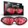 Bandeau pour les yeux en cuir végétalien élastique avec ligne de diamants rouge