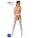 Collants en résille ouverts à l'entrejambe avec motif floral en blanc - Taille unique S002