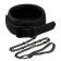 Collier avec laisse en cuir végétalien noir Shadow Black