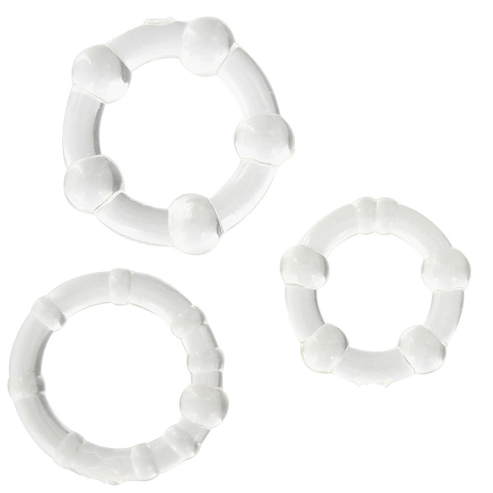 Set van 3 transparante siliconen penisringen BLIJF HARD