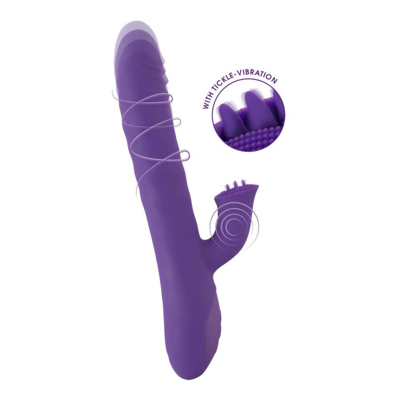 Vibratore Rabbit Rotante in Silicone con Spinta e Lecca Clitoride Sweet Smile 24,7 x 3,7 cm Viola Ricaricabile