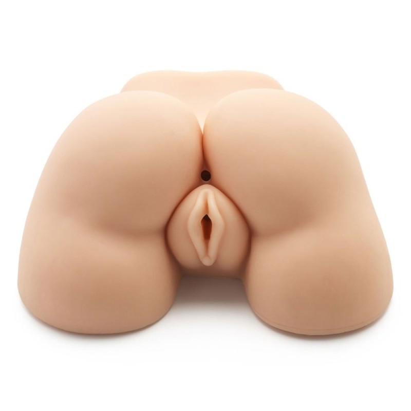 Doppio Masturbatore Vibrante a Forma di Vagina e Ano FAT ASS Pelle Chiara