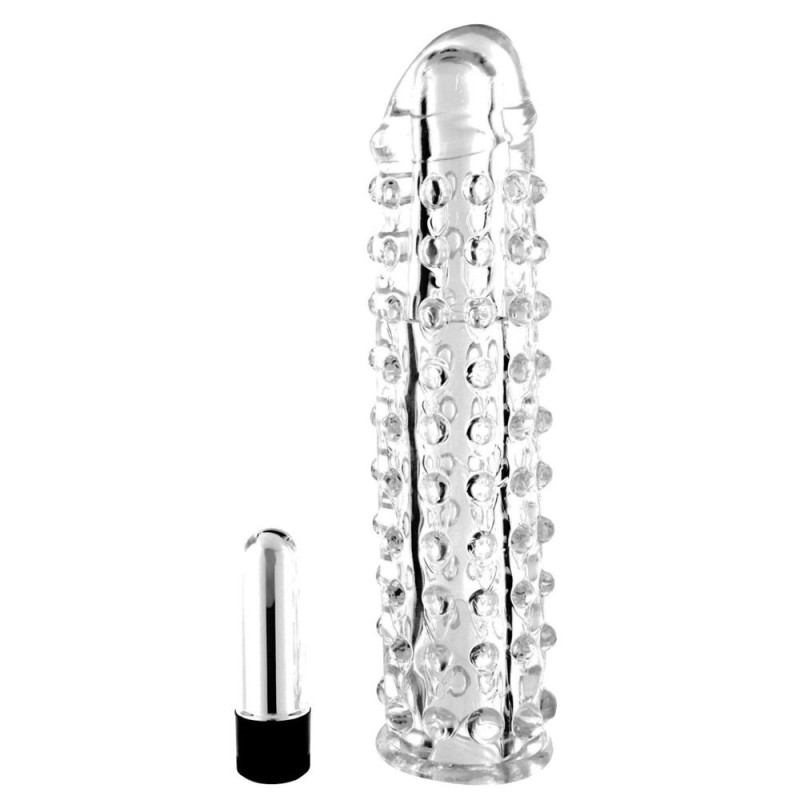 Guaina Fallica Vibrante VIBROPENIS con Texture Stimolante Trasparente