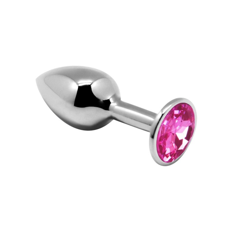 Plug Anale in Metallo con Gemma Rosa MINI METAL M 8 x 3,4 cm Argento