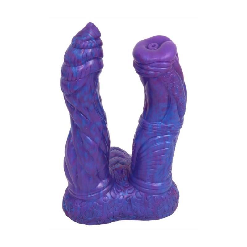 Dildo Doppio in Silicone DEMON ALIAX Viola 18 x 4 cm e 16 x 4 cm