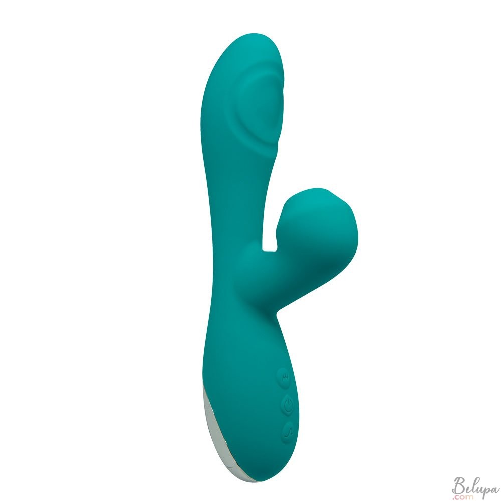 Vibratore Rabbit in Silicone con Succhia Clitoride CARIBBEAN SHINE 21 x 4,1 cm Azzurro Ricaricabile