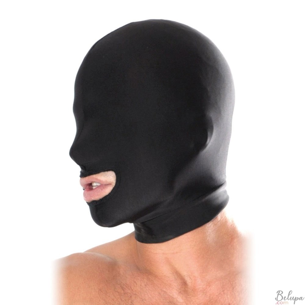 Cappuccio Sadomaso in Spandex con Foro per Bocca Fetish Fantasy Nero - Taglia Unica