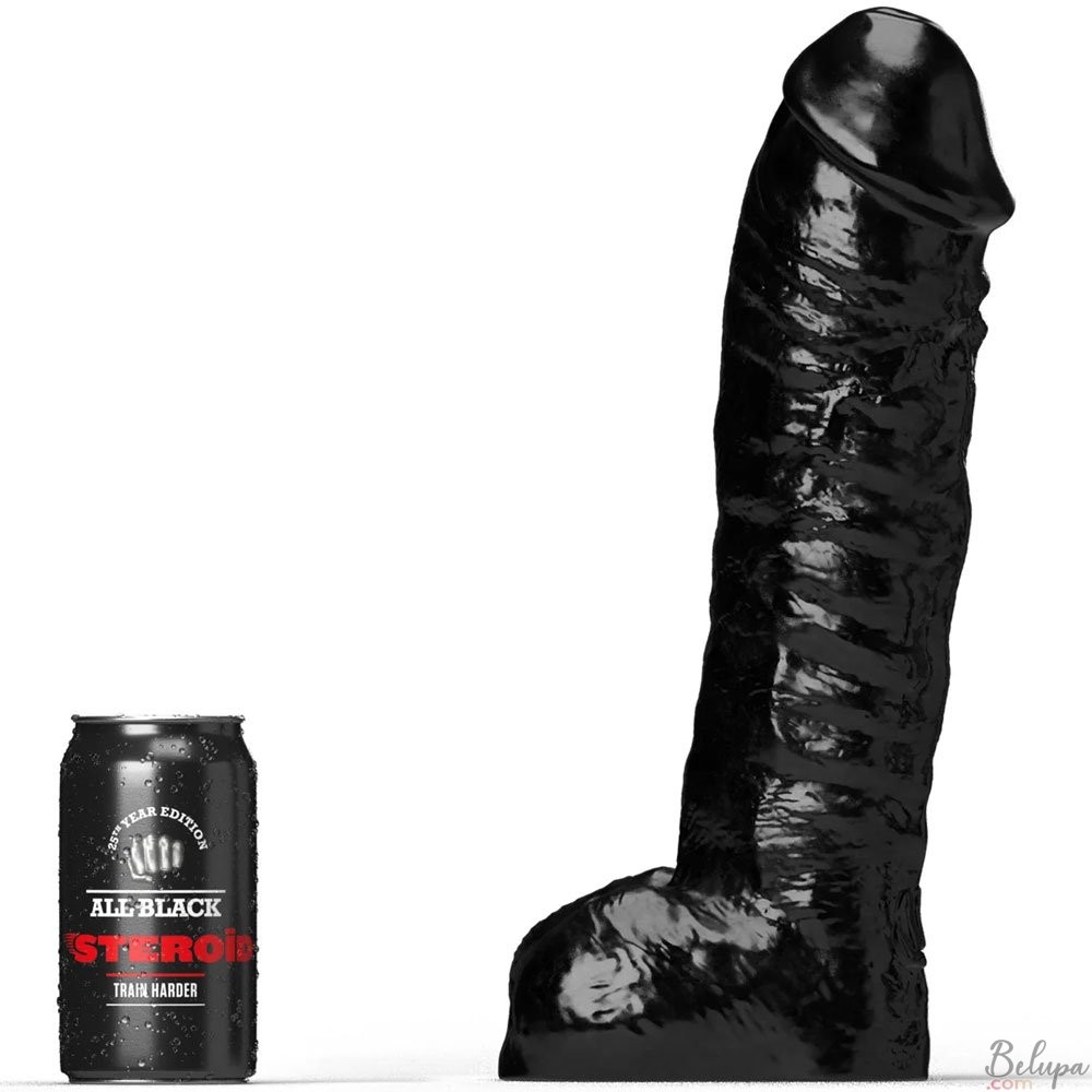 Fallo Gigante Realistico THE GYM BUDDY All Black Steroid 34 x 8,7 cm Nero