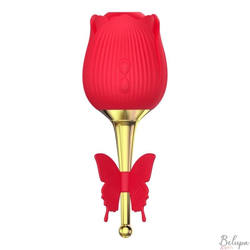 Succhia Clitoride in Silicone e Stimolatore con Vibrazioni Concentrate Martinella Rosso e Oro Ricaricabile