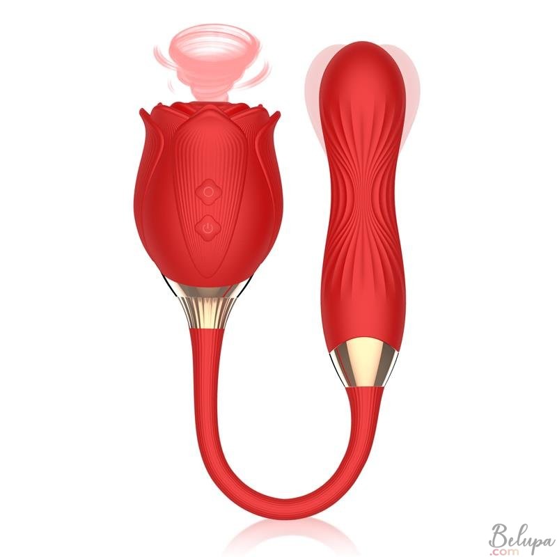Succhia Clitoride e Vibratore Oscillante in Silicone Martinella Rosso Ricaricabile