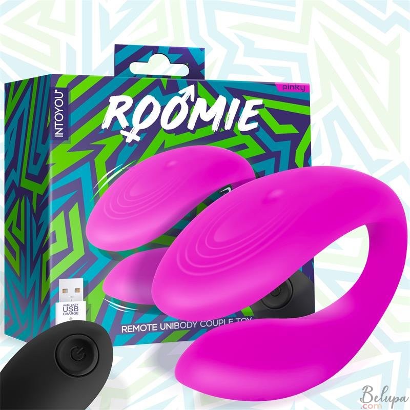 Vibratore per Coppia in Silicone con Telecomando Wireless ROOMIE Fucsia Ricaricabile