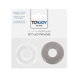 Set di 2 Anelli Fallici STUD RINGS ToyJoy Nero e Trasparente