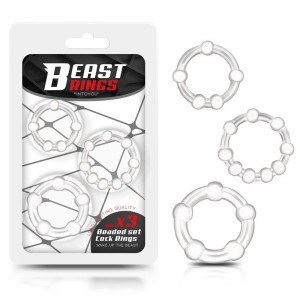 Set di 3 Anelli Fallici da 3, 3,2 e 3,5 cm Beast Rings Trasparente