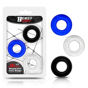 Set di 3 Anelli Fallici da 1,6 cm Beast Rings Multicolor