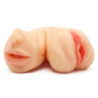 Masturbatore Doppio a Forma di Vagina e Bocca TIGHT FLIP Pelle Chiara