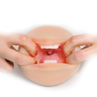 Masturbatore a Forma di Bocca con Lingua, Ugola e Denti (Morbidi) Fetish Fantasy Pelle Chiara