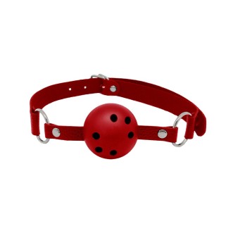 Ball Gag Regolabile con Sfera Forata da 4,3 cm DISCRETION Rosso