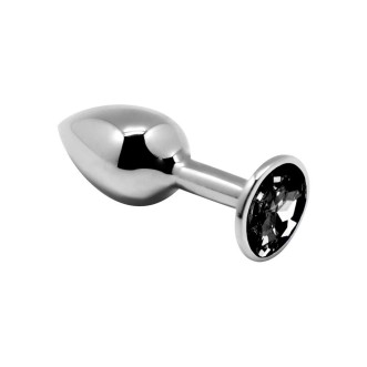Plug Anale in Metallo con Gemma Nero MINI METAL M 8 x 3,4 cm Argento