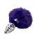 Plug Anale in Metallo con Pompon Viola FLUFFY TWIST M 8 x 3,4 cm Argento