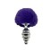 Plug Anale in Metallo con Pompon Viola FLUFFY TWIST L 9 x 4 cm Argento